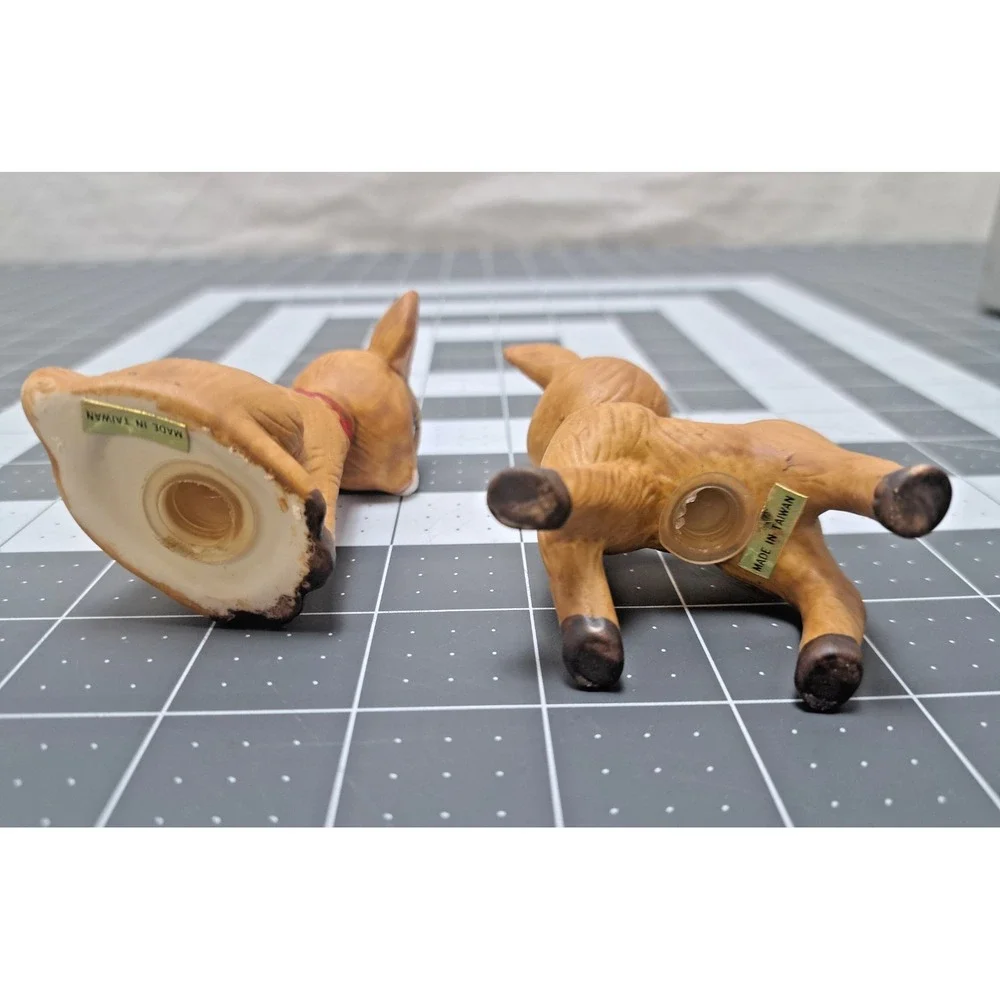 Vintage Reindeer Ceramic Salt and Pepper Shakers Taiwan w/Box Kitschy Christmas